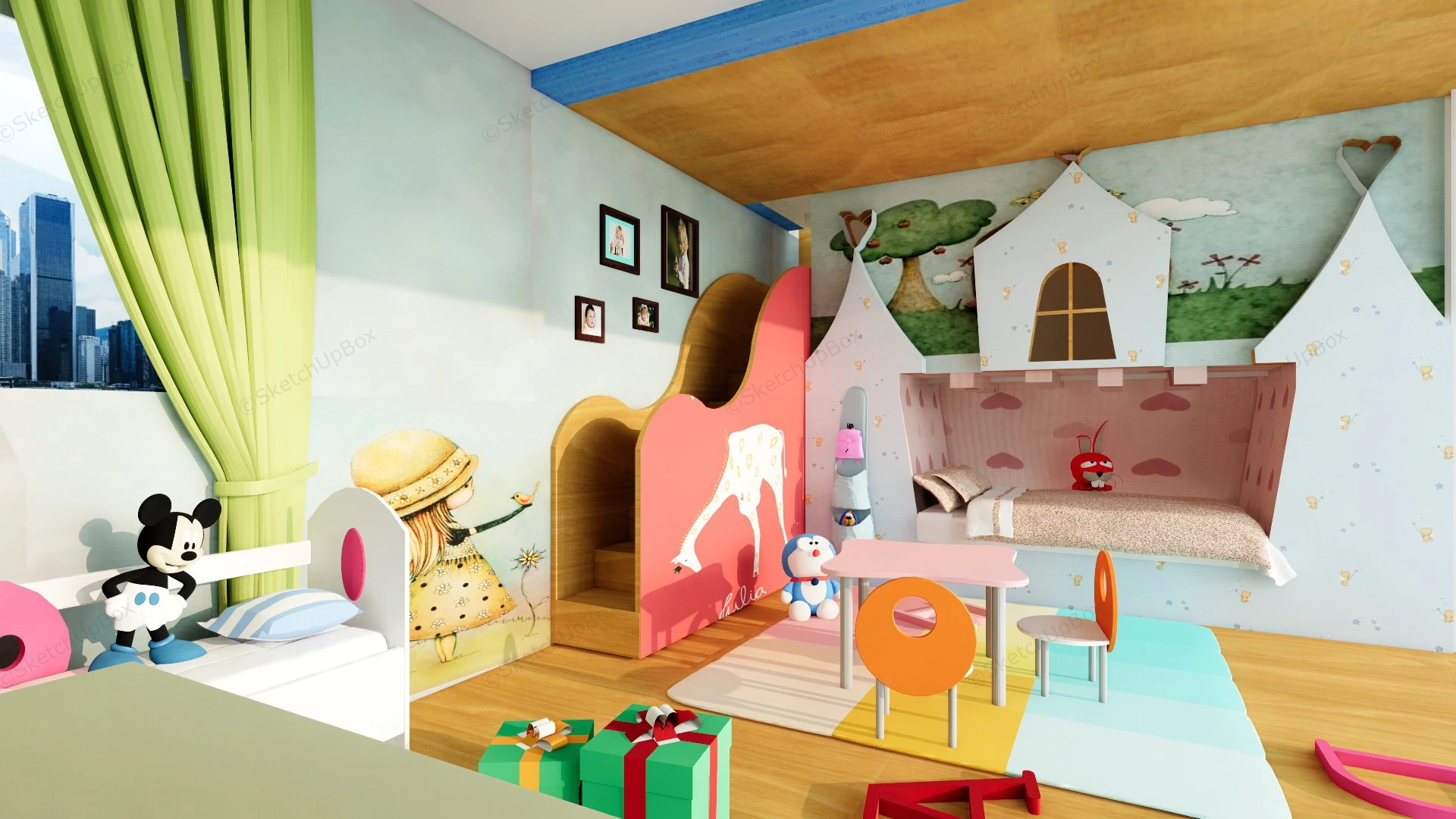 Toddler Girl Bedroom sketchup model preview - SketchupBox