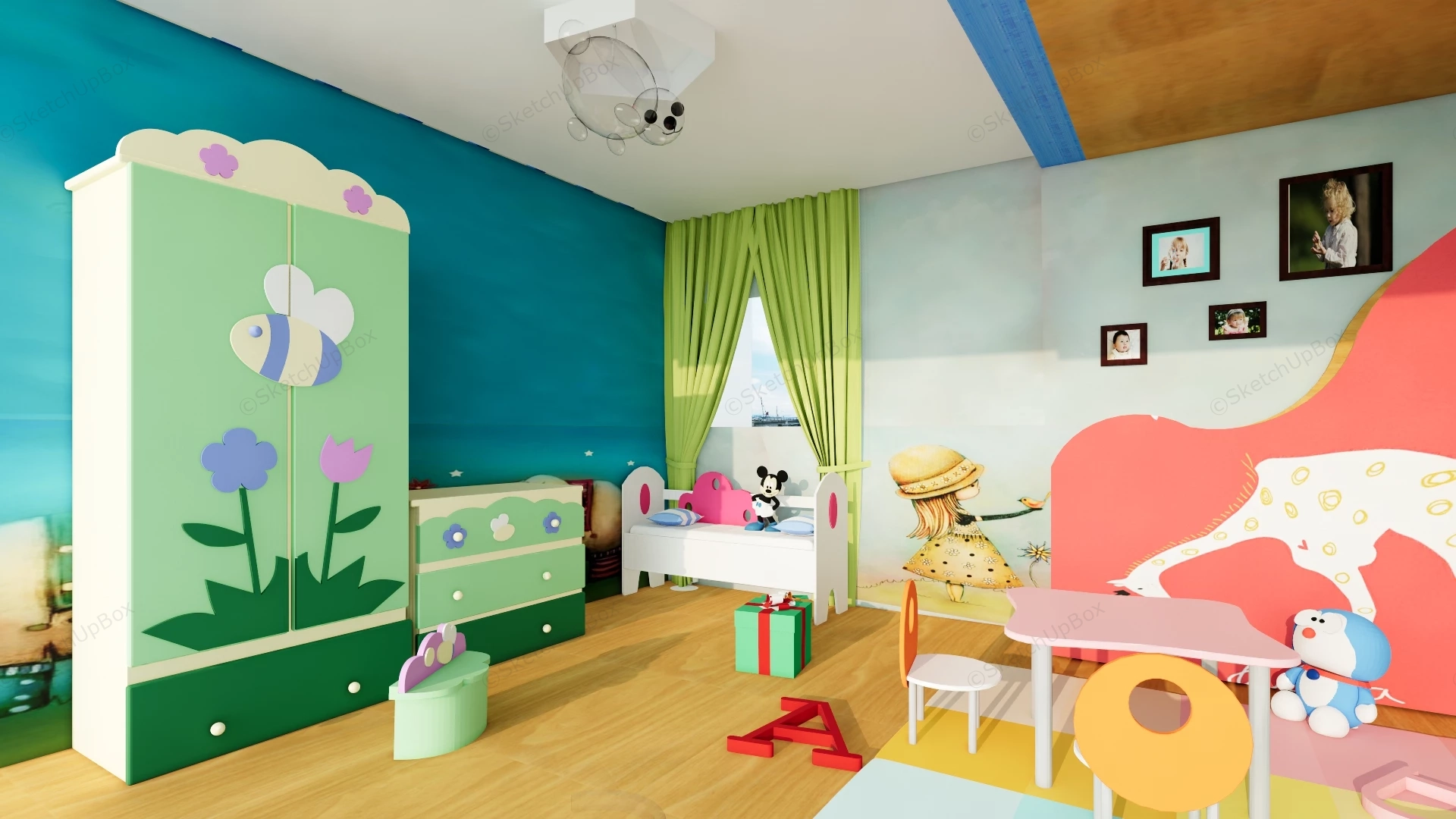 Toddler Girl Bedroom sketchup model preview - SketchupBox