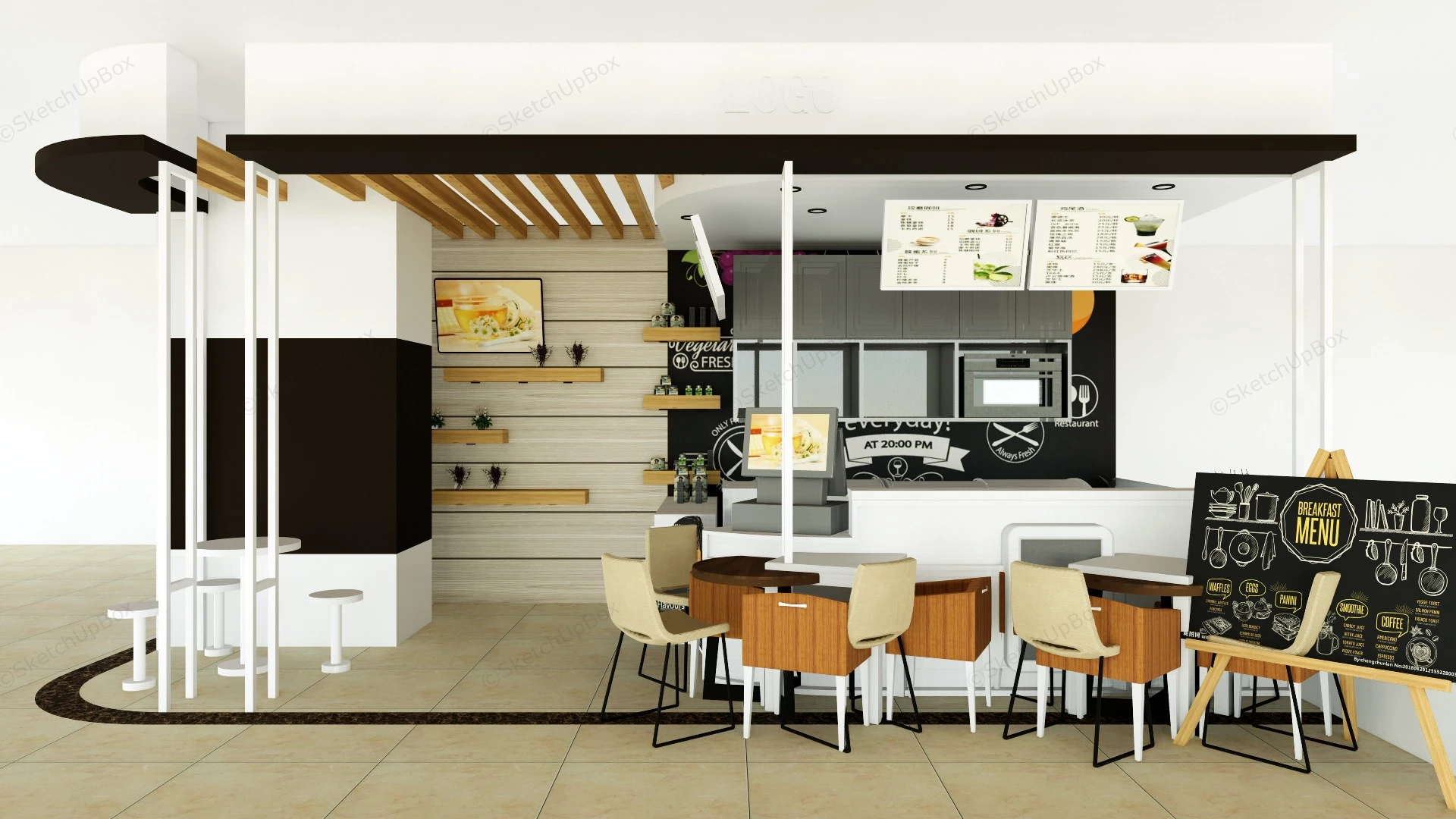 Food Court Kiosk sketchup model preview - SketchupBox