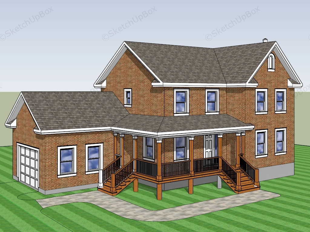 Modern Brick Farmhouse Exterior sketchup model preview - SketchupBox