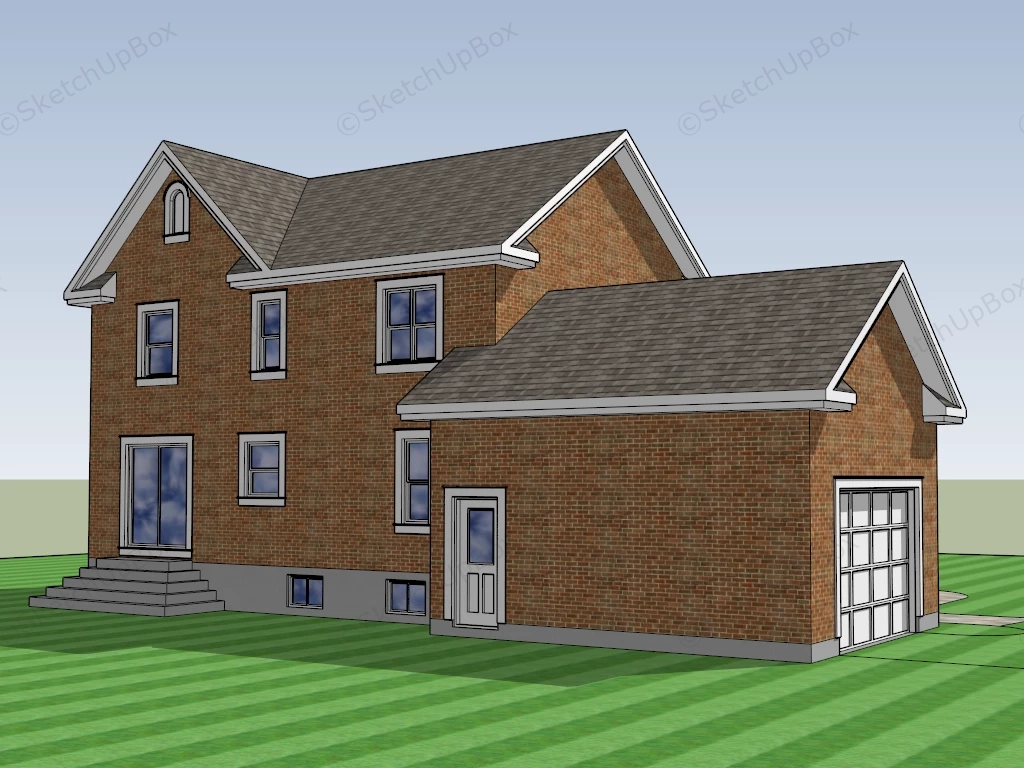 Modern Brick Farmhouse Exterior sketchup model preview - SketchupBox