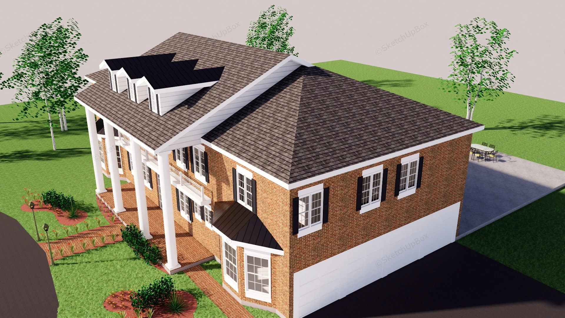 Historic Red Brick Mansion sketchup model preview - SketchupBox