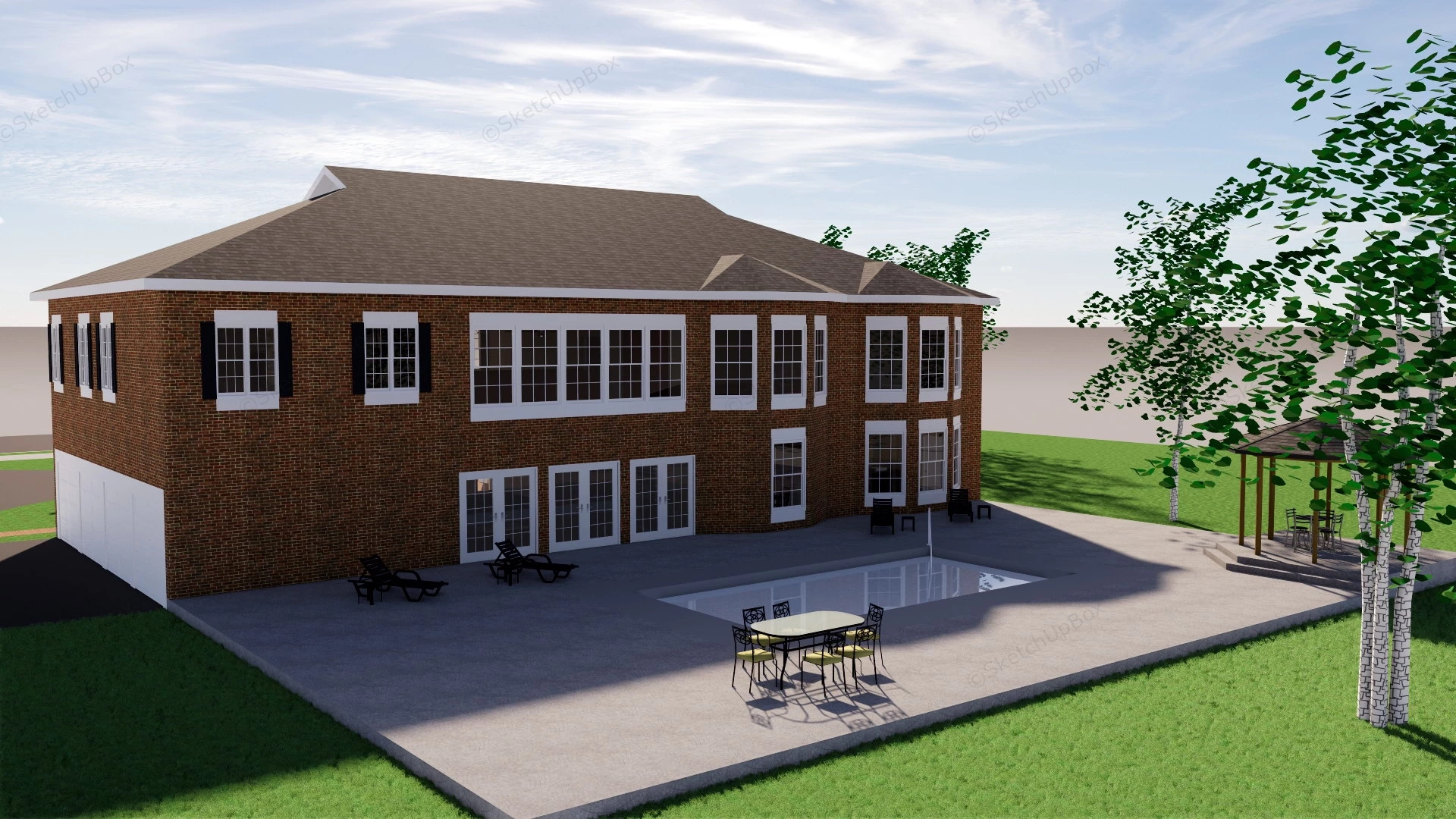 Historic Red Brick Mansion sketchup model preview - SketchupBox