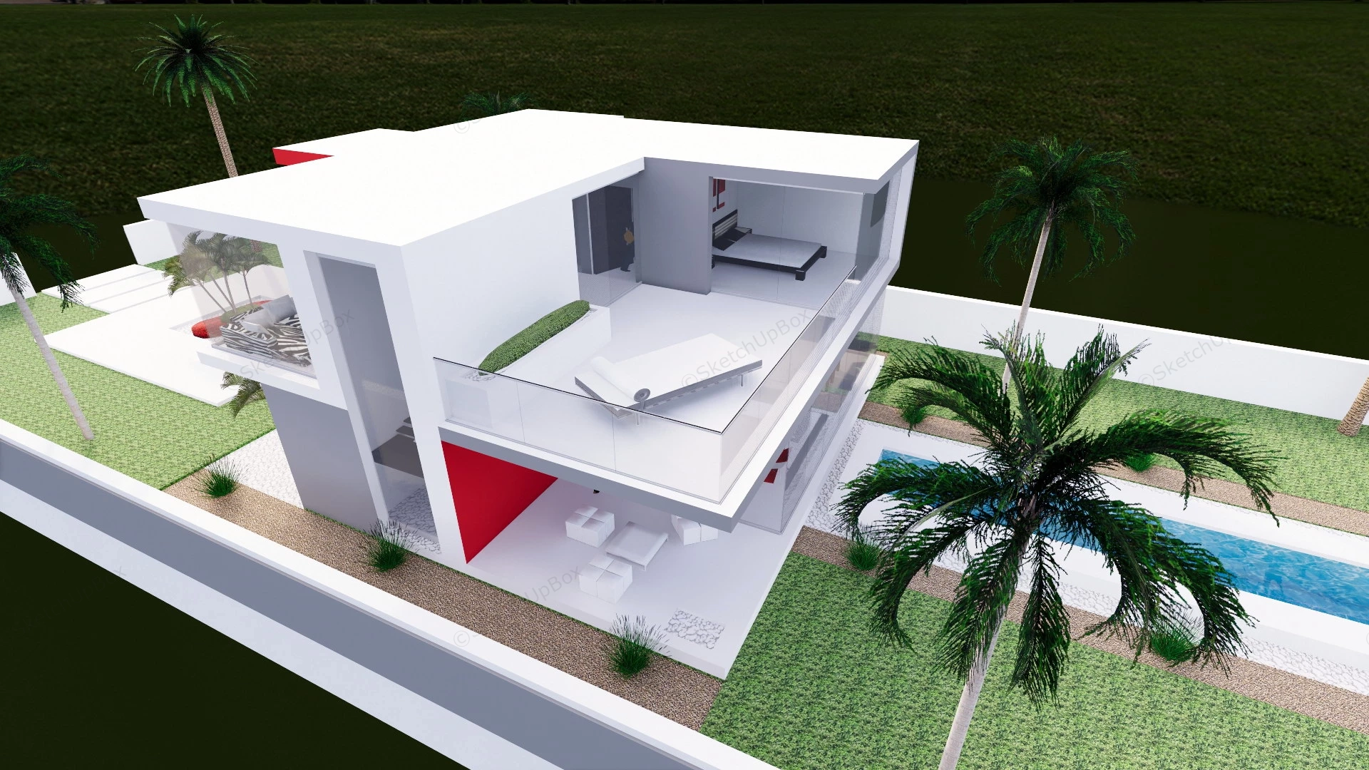 Minimalist House Exterior sketchup model preview - SketchupBox