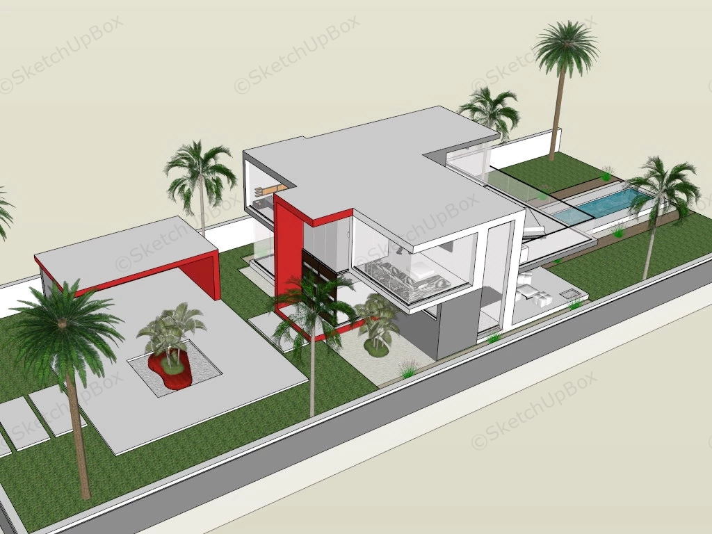 Minimalist House Exterior sketchup model preview - SketchupBox