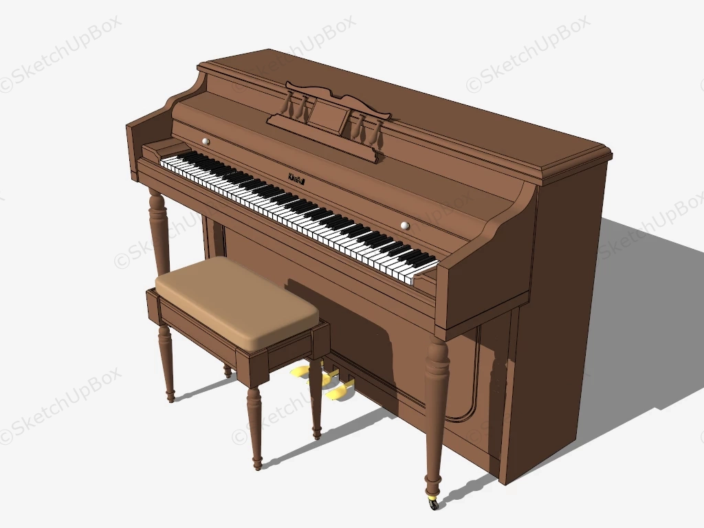 Kimball Console Piano sketchup model preview - SketchupBox