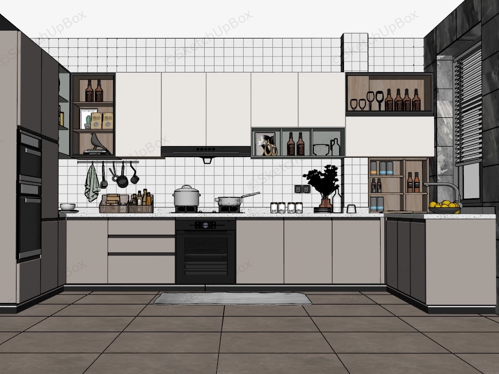 Best U Shaped Kitchen Design sketchup model preview - SketchupBox