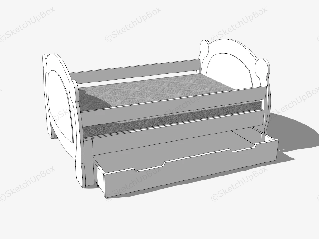 Toddler Bed With Storage sketchup model preview - SketchupBox