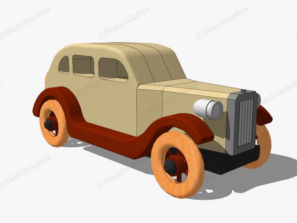 Classic Wooden Toy Car sketchup model preview - SketchupBox