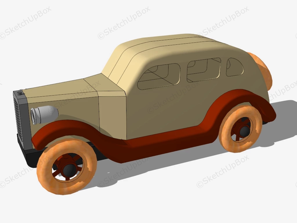 Classic Wooden Toy Car sketchup model preview - SketchupBox