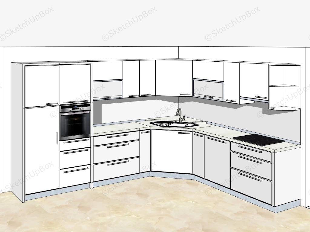 White And Grey Kitchen Cabinets sketchup model preview - SketchupBox