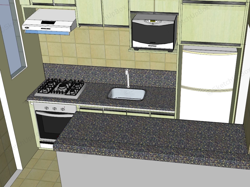 Small Apartment Kitchen Ideas sketchup model preview - SketchupBox