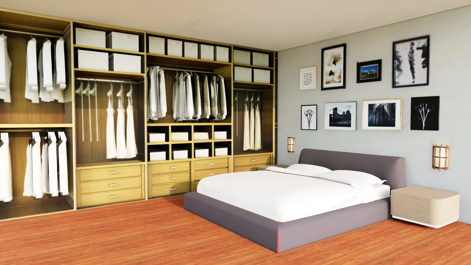 Bedroom And Wardrobe Design sketchup model preview - SketchupBox