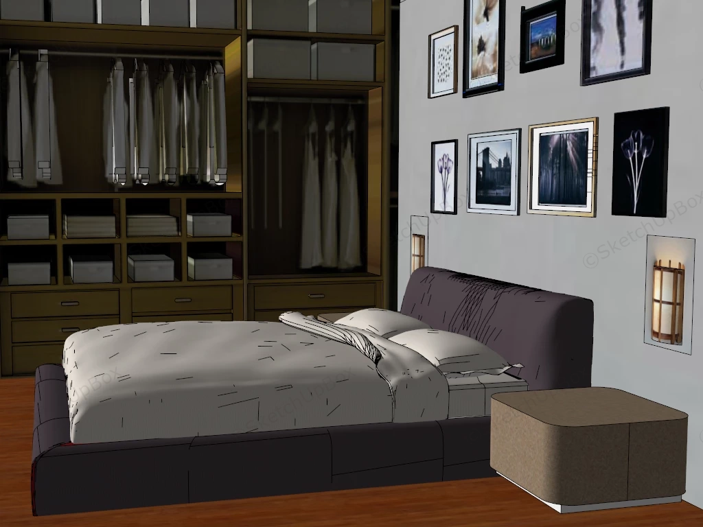 Bedroom And Wardrobe Design sketchup model preview - SketchupBox