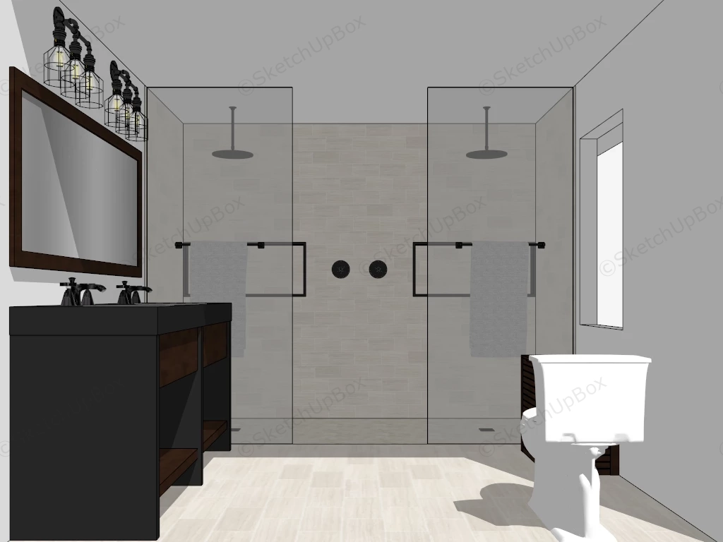 Rustic Industrial Bathroom Design sketchup model preview - SketchupBox