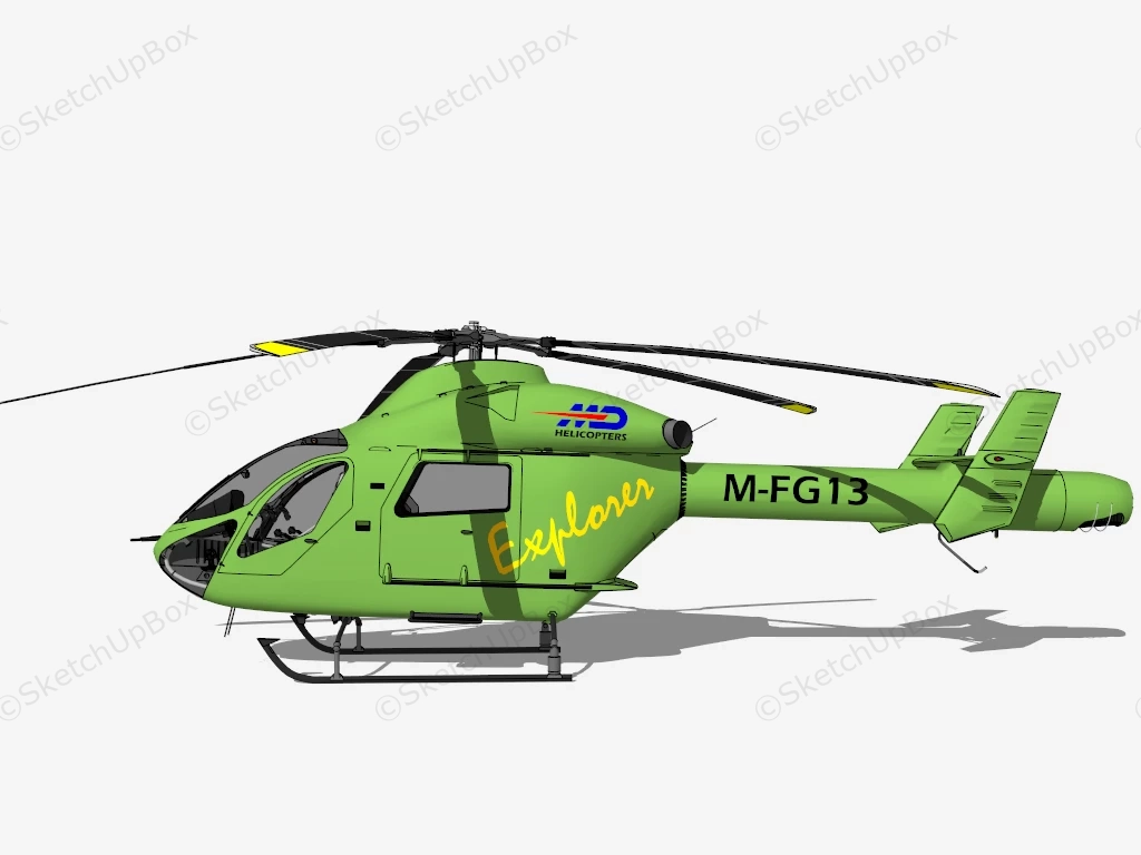 MD 902 Helicopter MD Explorer sketchup model preview - SketchupBox