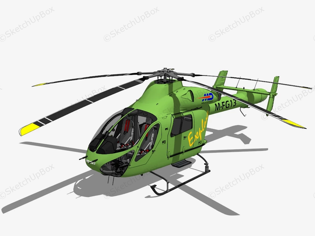 MD 902 Helicopter MD Explorer sketchup model preview - SketchupBox