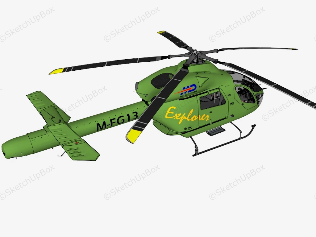 MD 902 Helicopter MD Explorer sketchup model preview - SketchupBox