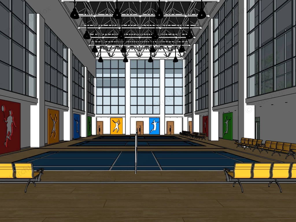 Badminton Stadium sketchup model preview - SketchupBox