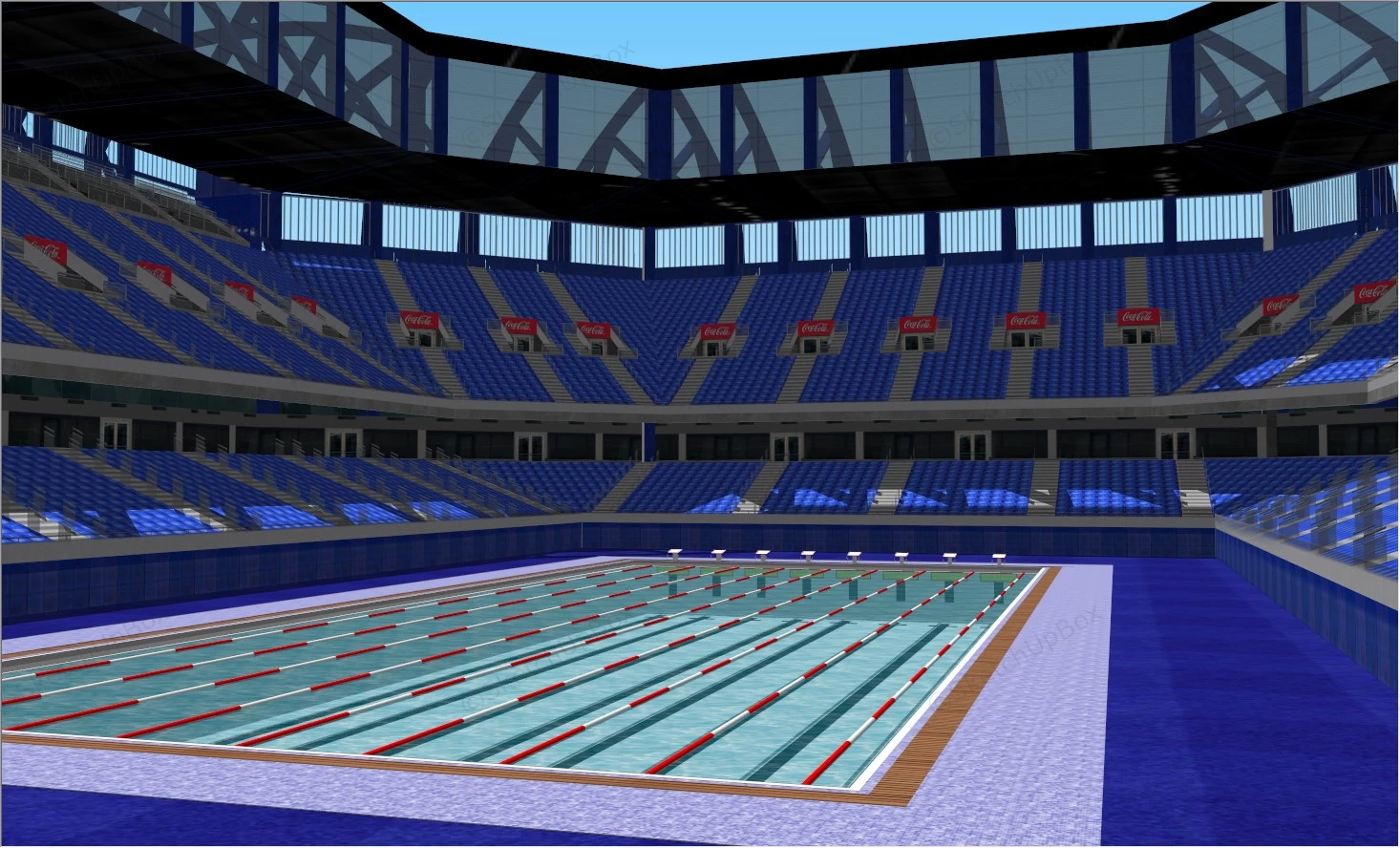 Olympic Swimming Stadium sketchup model preview - SketchupBox