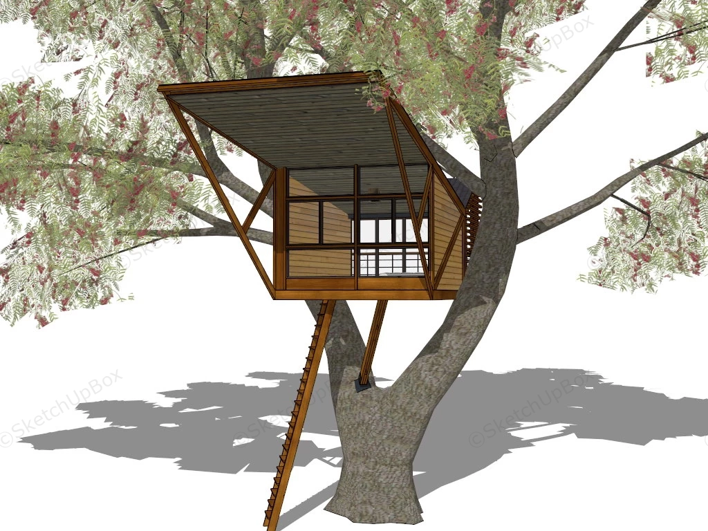 Single Tree Treehouse sketchup model preview - SketchupBox