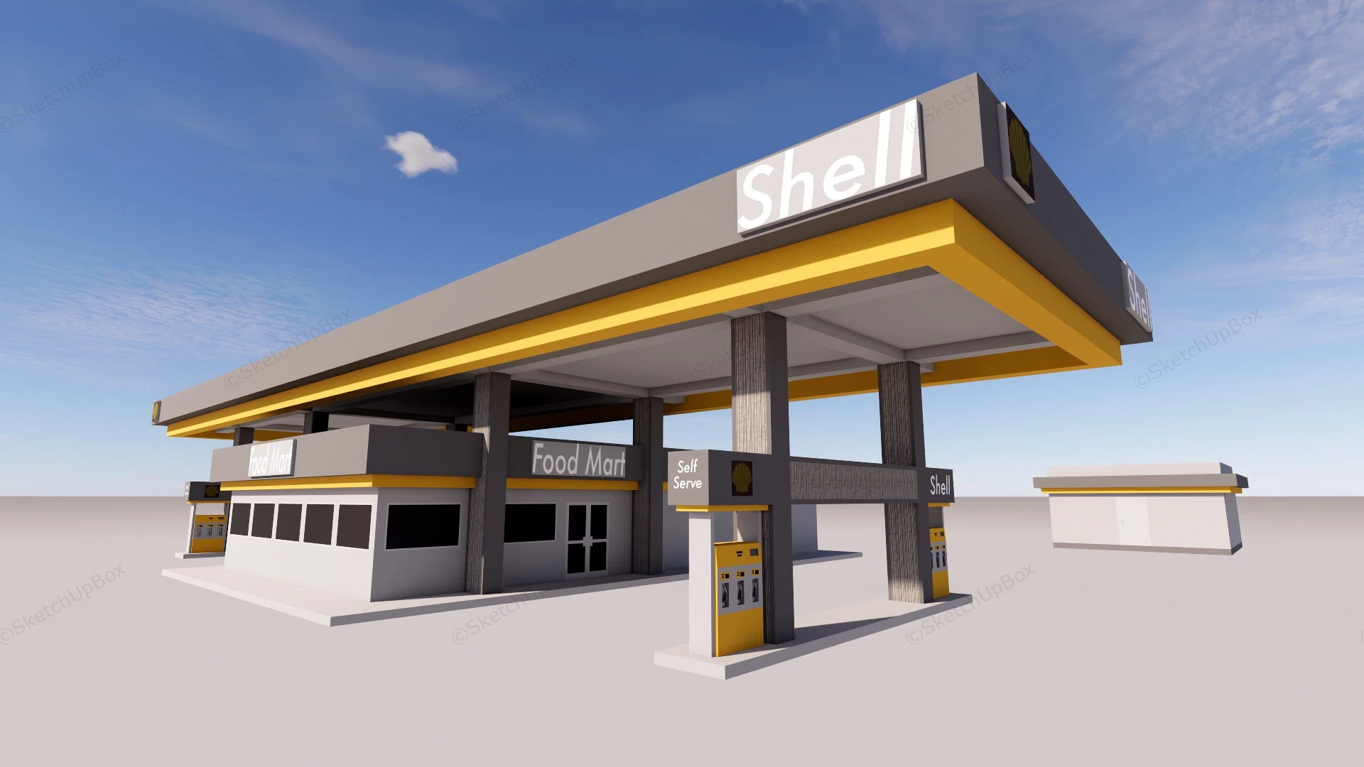 Shell Gas Station sketchup model preview - SketchupBox