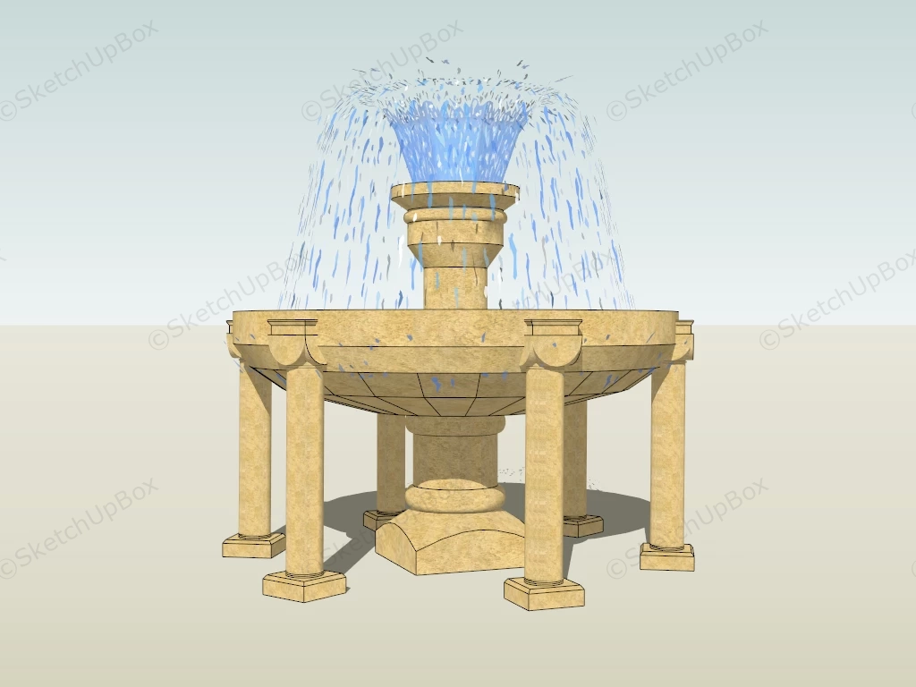 Pedestal Deep Basin Fountain sketchup model preview - SketchupBox