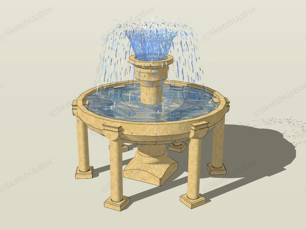 Pedestal Deep Basin Fountain sketchup model preview - SketchupBox