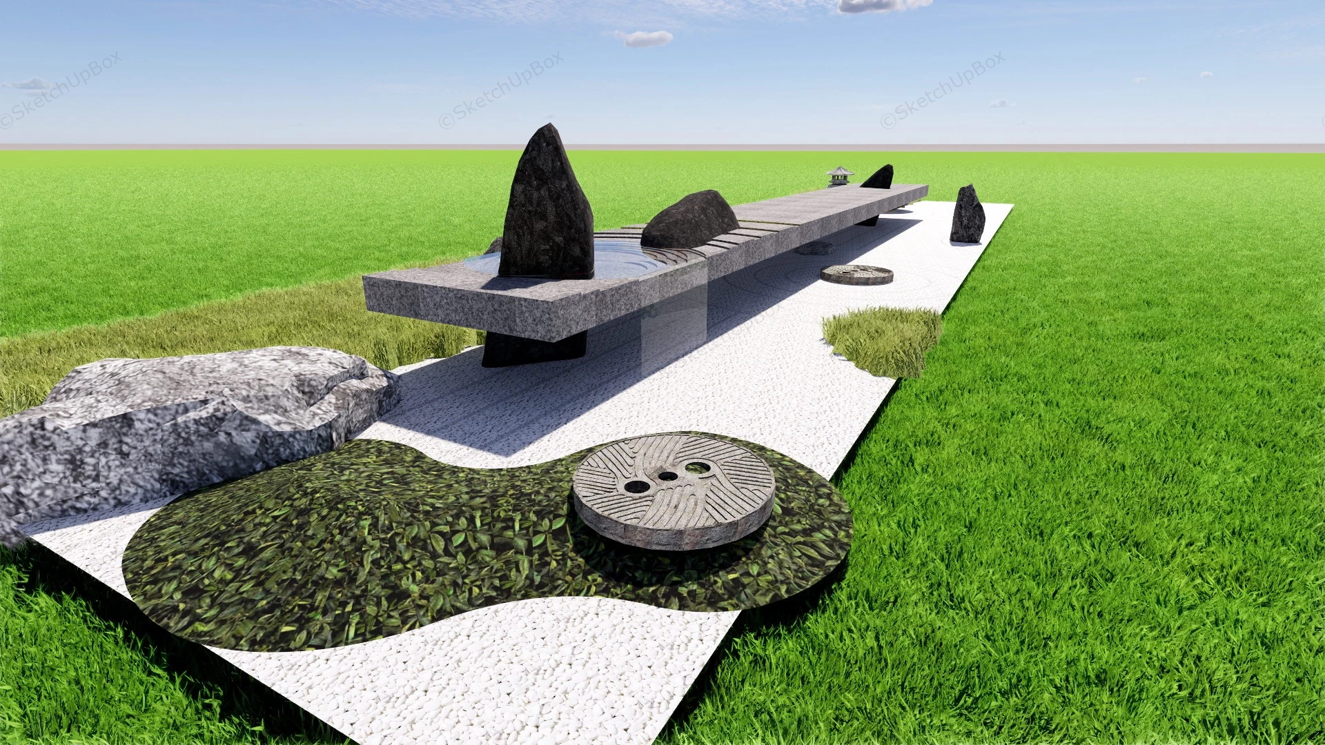 Zen Dry Garden sketchup model preview - SketchupBox