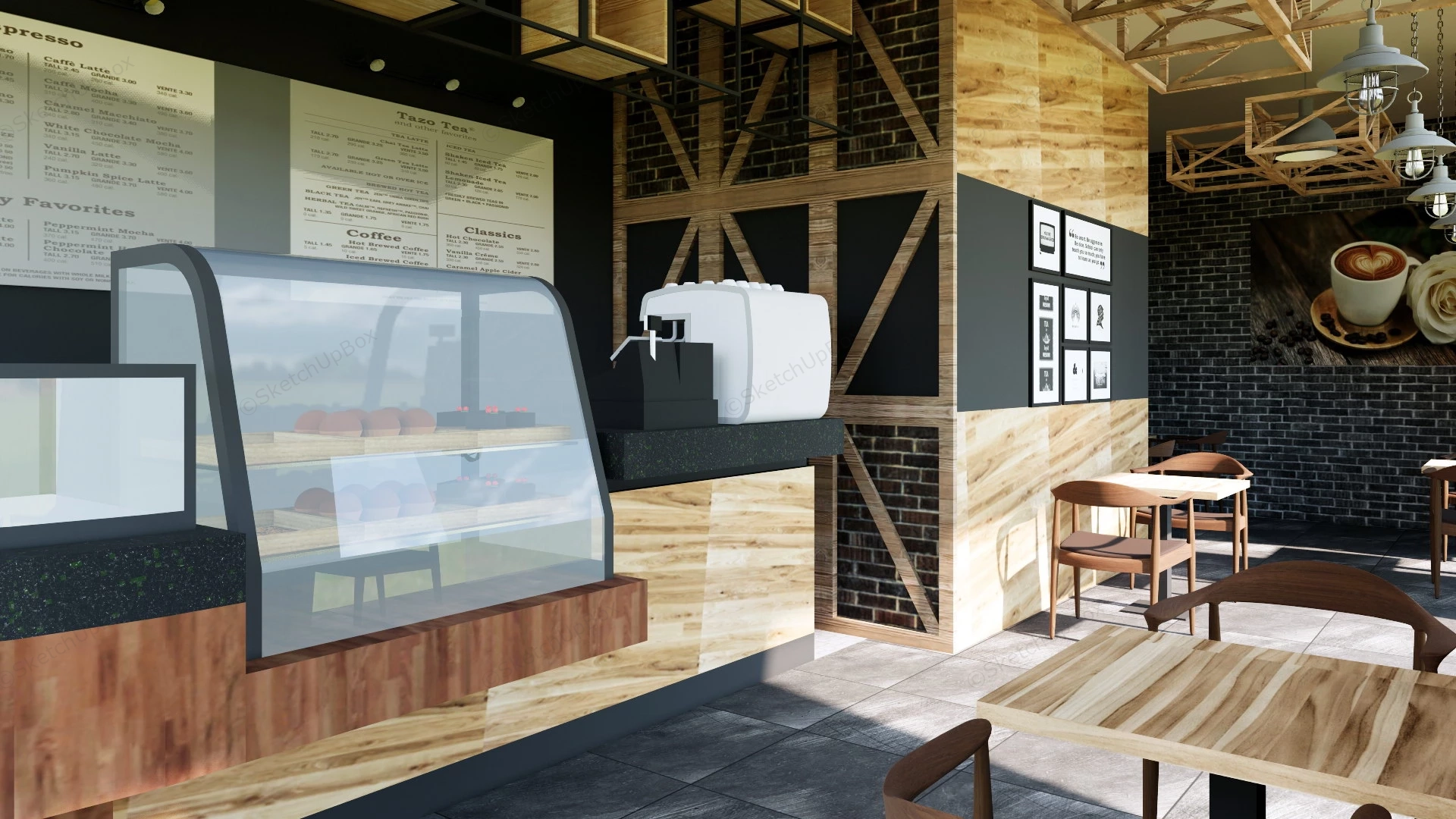 Industrial Coffee Shop Interior Design sketchup model preview - SketchupBox