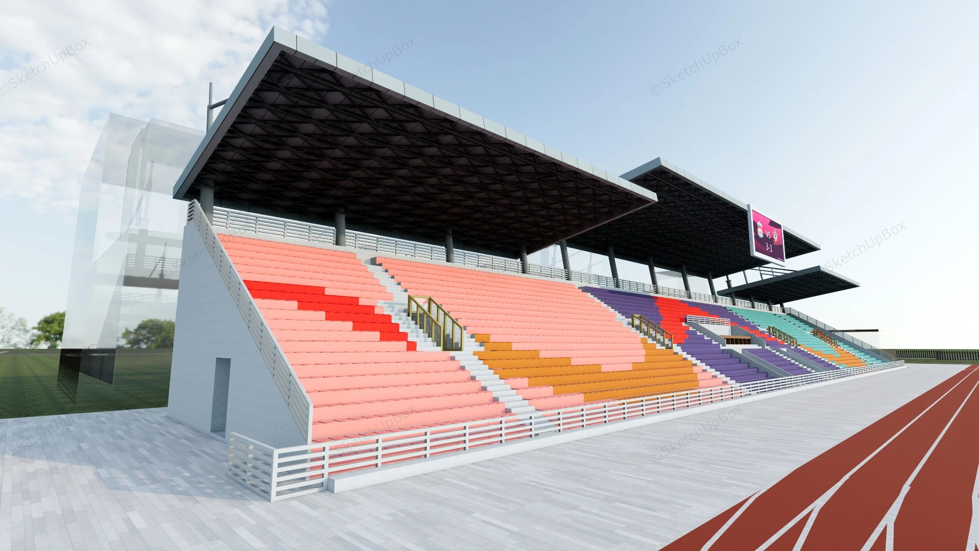 High School Track & Field sketchup model preview - SketchupBox