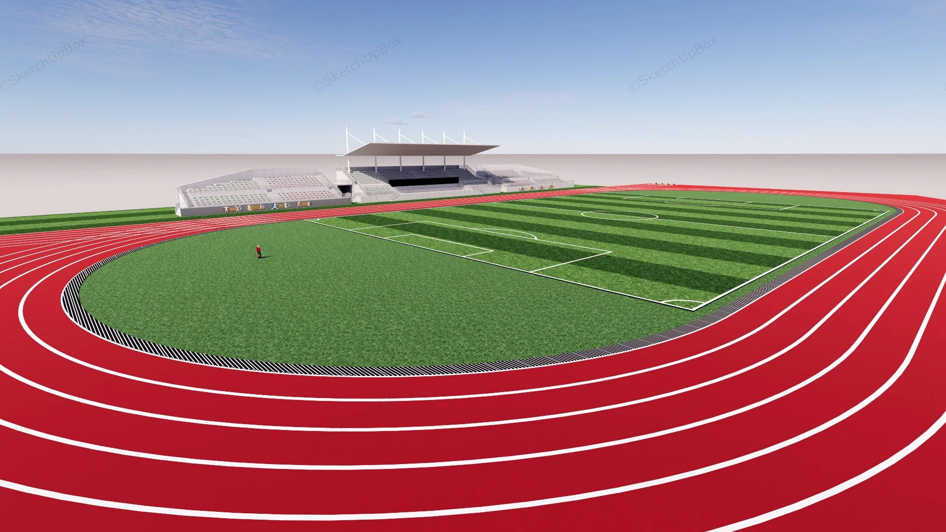 Athletics Field With Stands sketchup model preview - SketchupBox