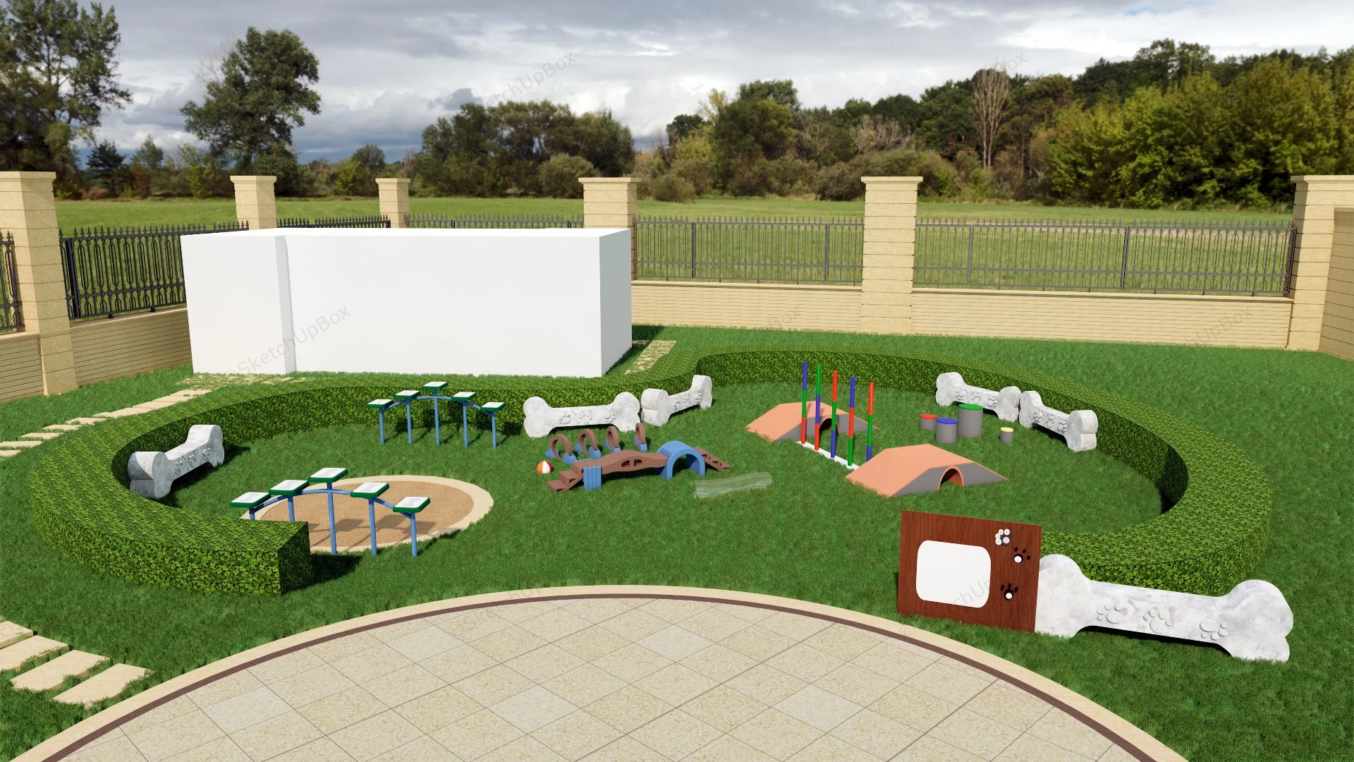 Outdoor Dog Playground sketchup model preview - SketchupBox