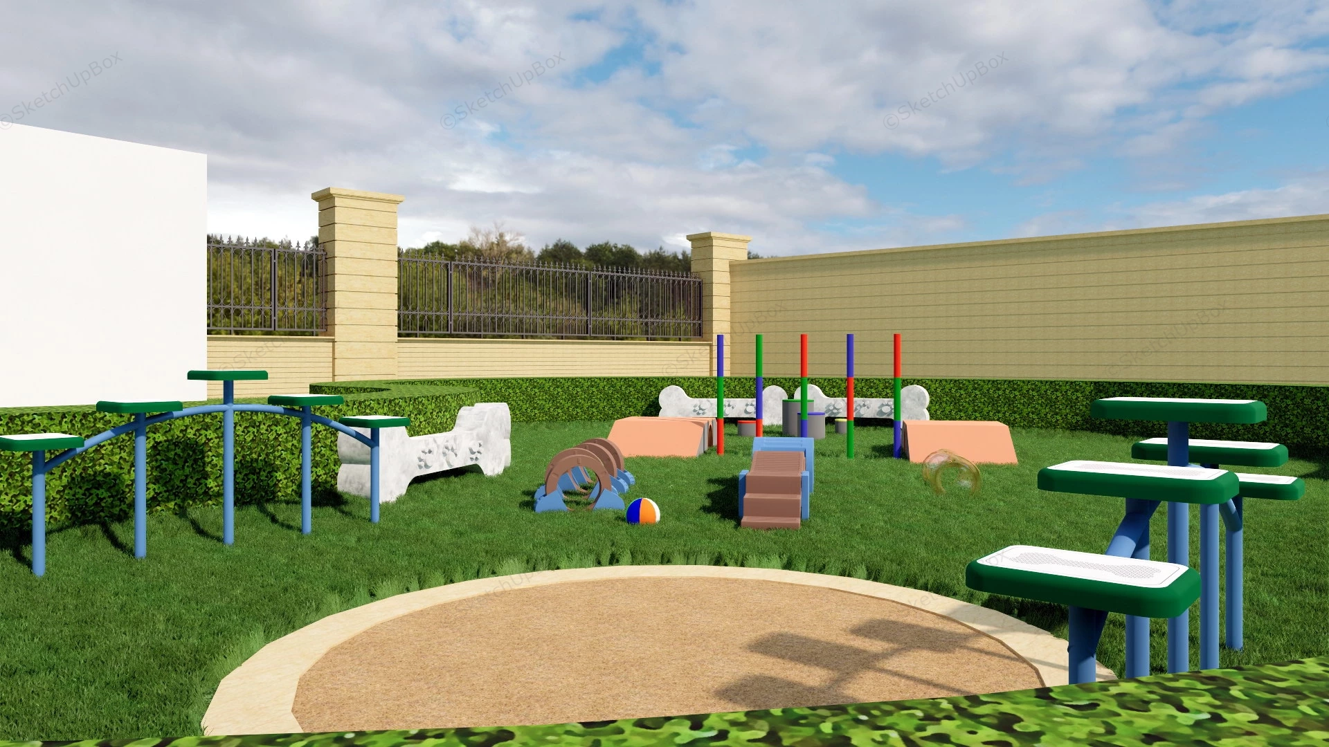 Outdoor Dog Playground sketchup model preview - SketchupBox