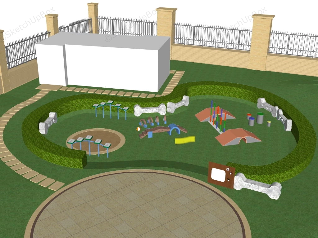 Outdoor Dog Playground sketchup model preview - SketchupBox