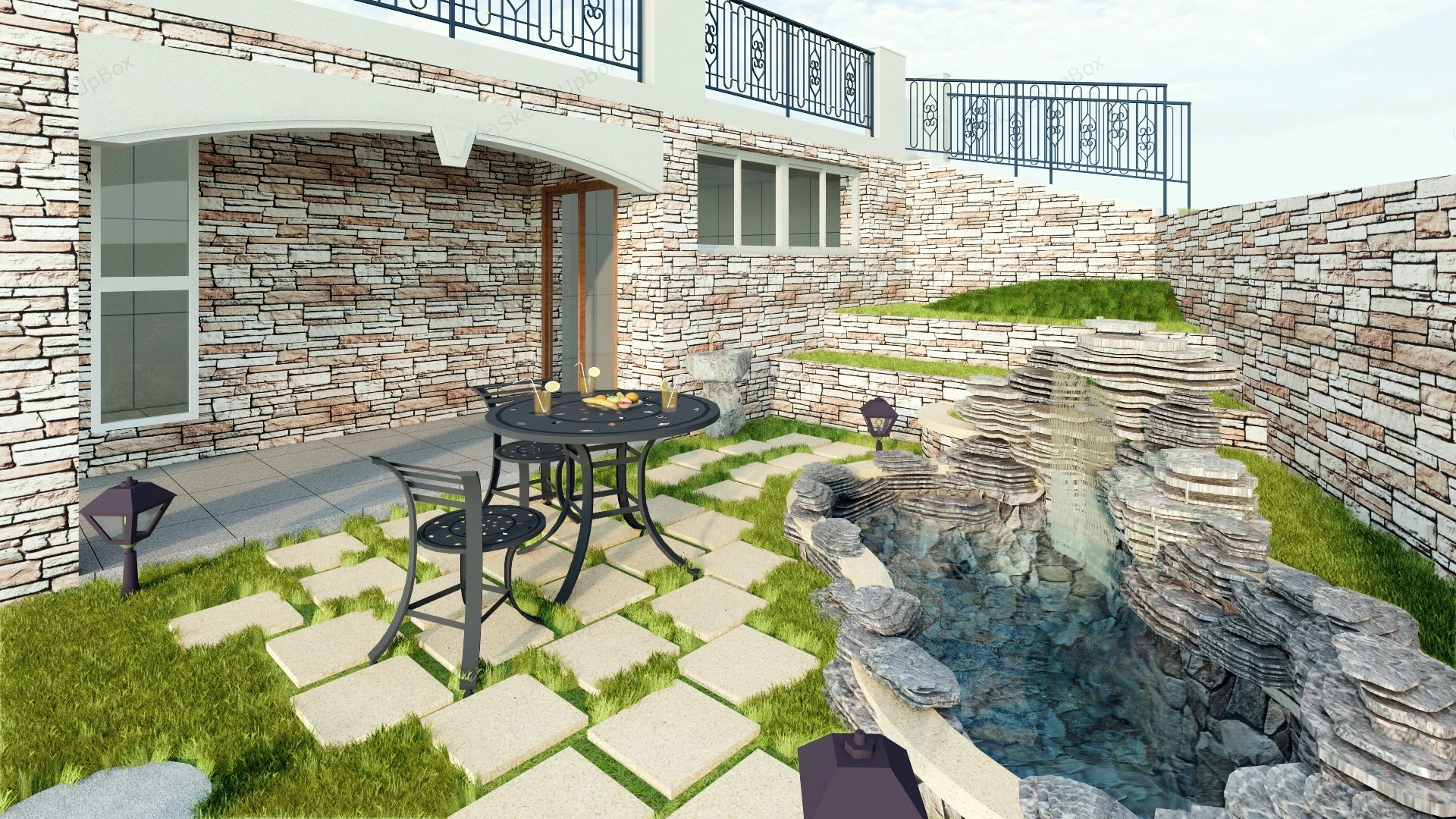 Sunken Patio Garden Ideas sketchup model preview - SketchupBox