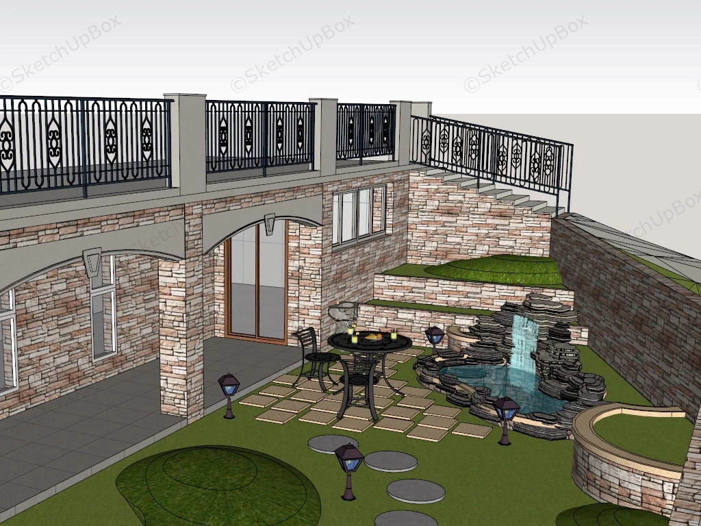 Sunken Patio Garden Ideas sketchup model preview - SketchupBox