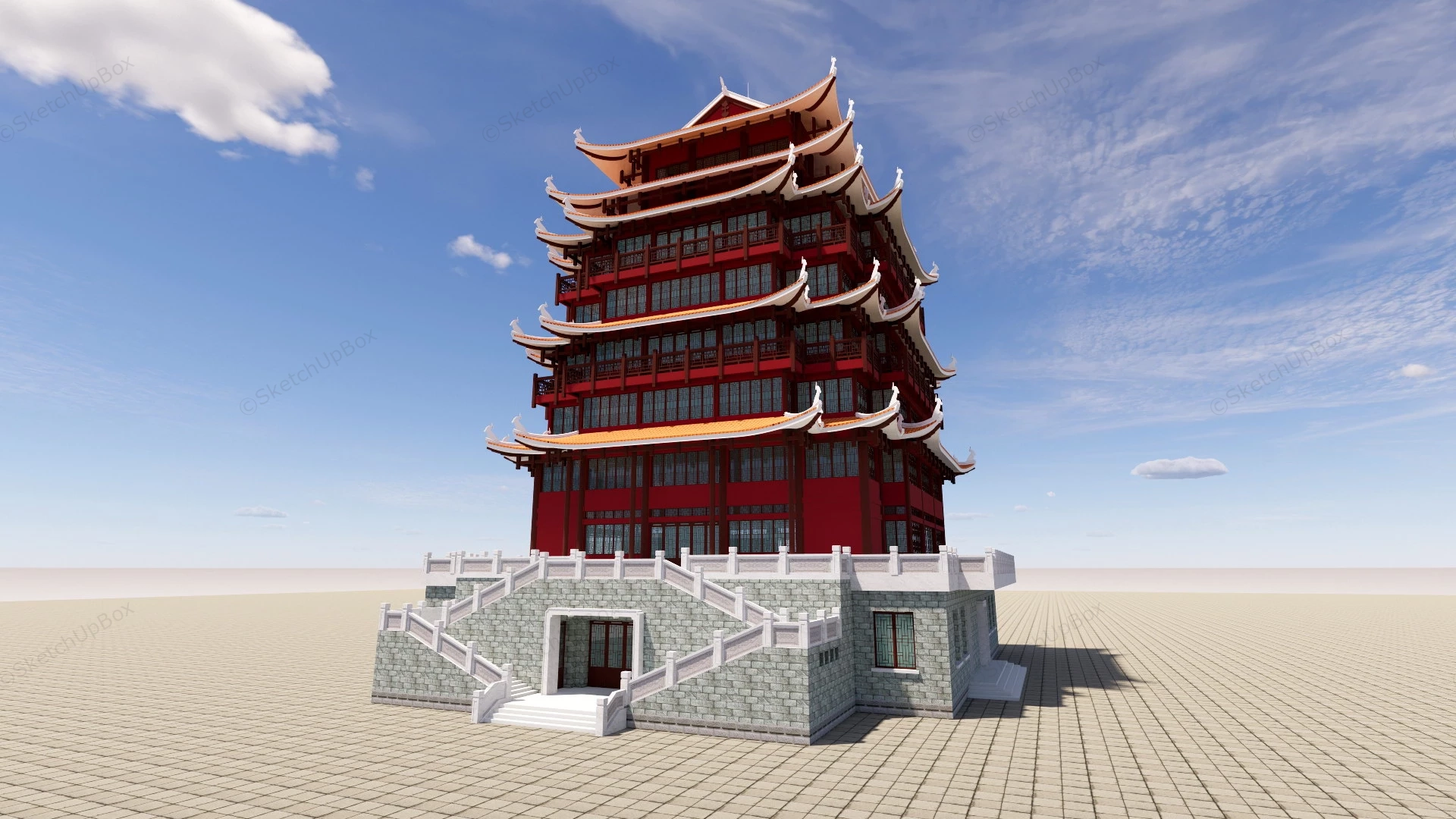 Buddhist Pagoda sketchup model preview - SketchupBox