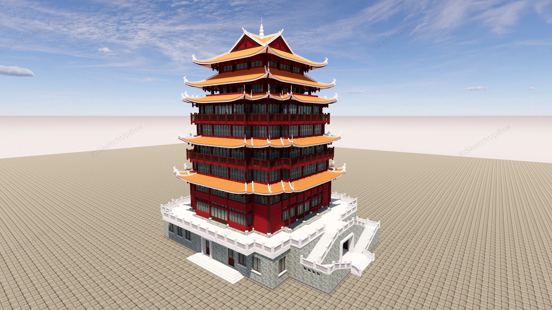 Buddhist Pagoda sketchup model preview - SketchupBox