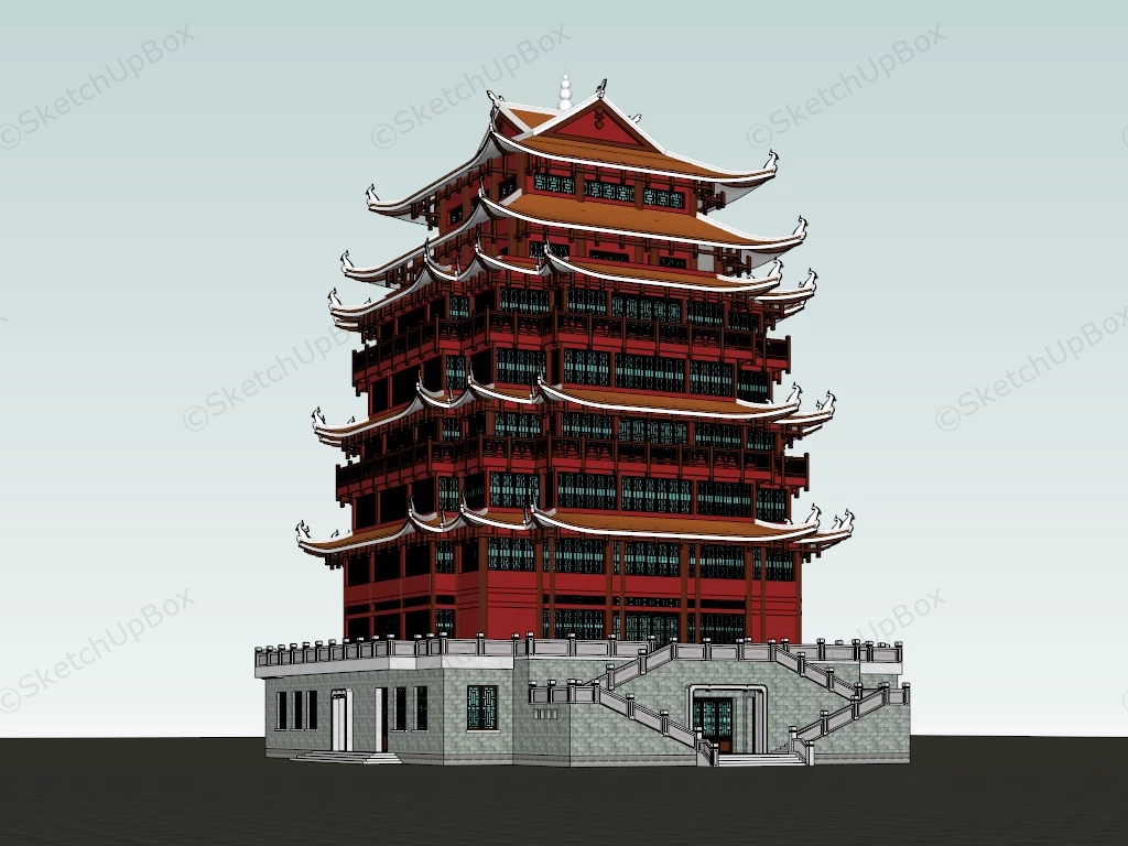 Buddhist Pagoda sketchup model preview - SketchupBox