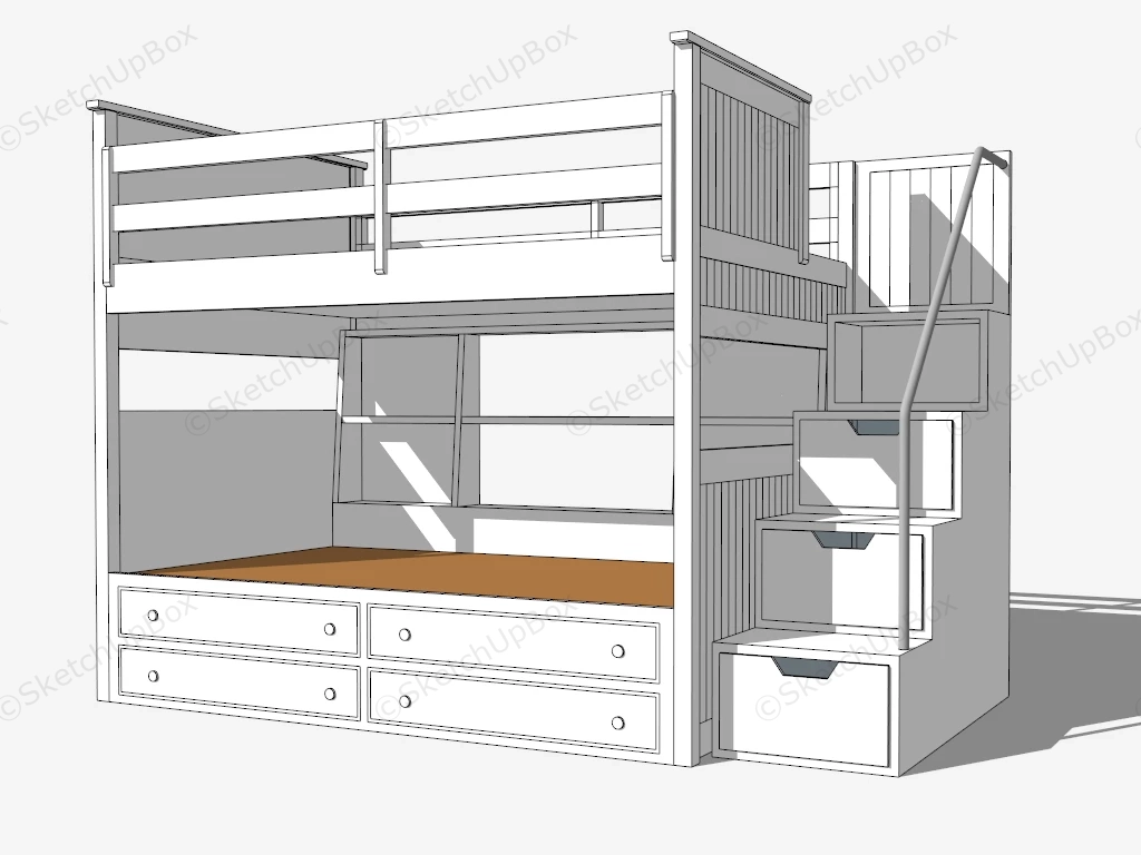 Bunk Beds With Stairs And Storage sketchup model preview - SketchupBox