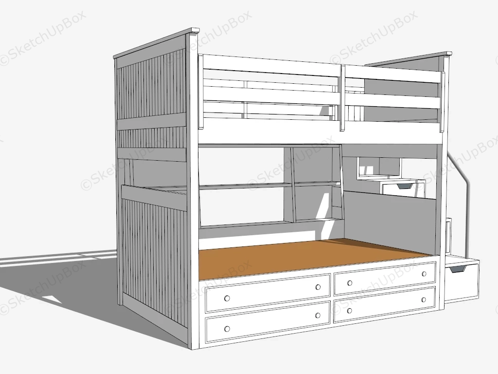 Bunk Beds With Stairs And Storage sketchup model preview - SketchupBox