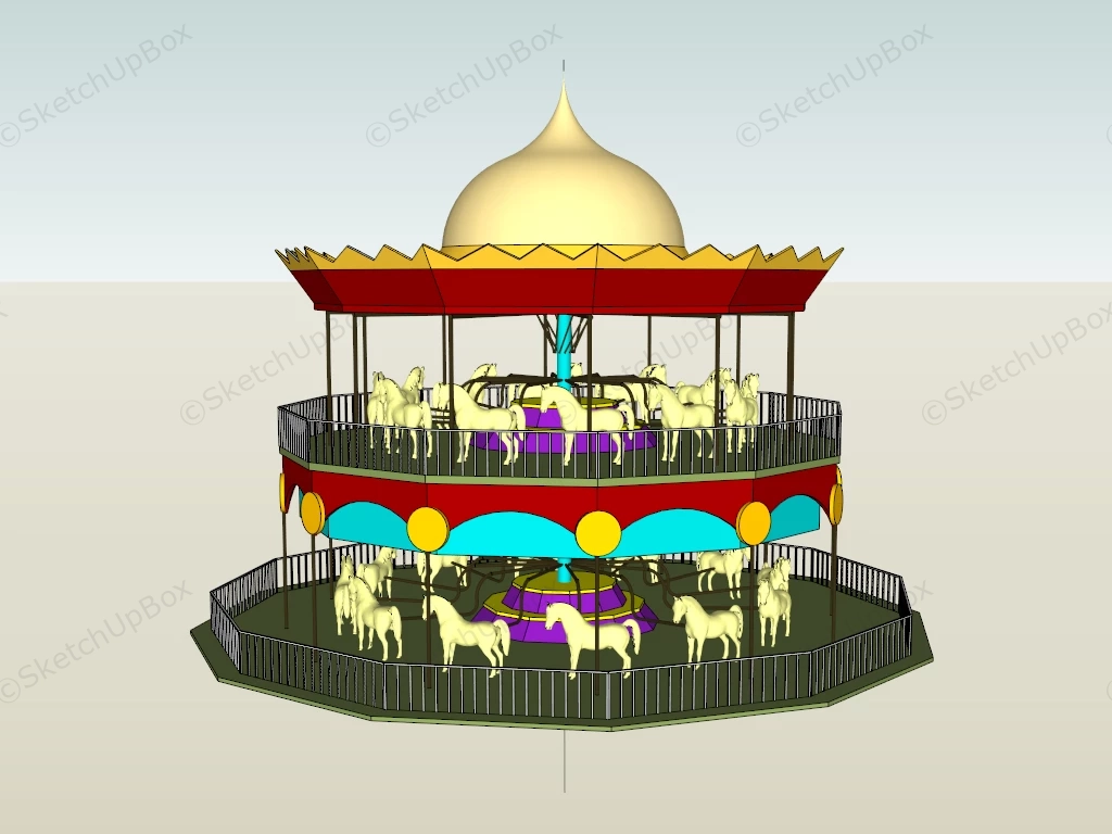 Two Tier Carousel sketchup model preview - SketchupBox