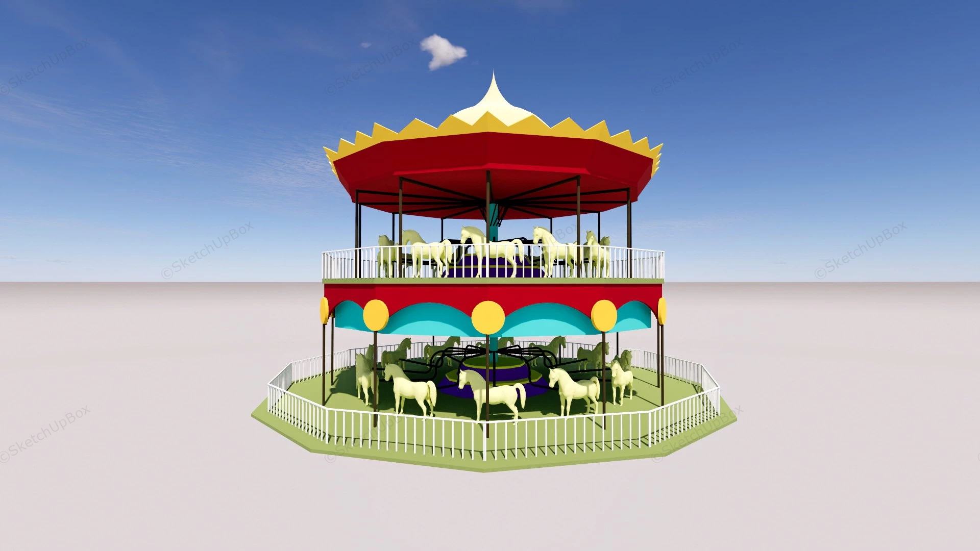 Two Tier Carousel sketchup model preview - SketchupBox