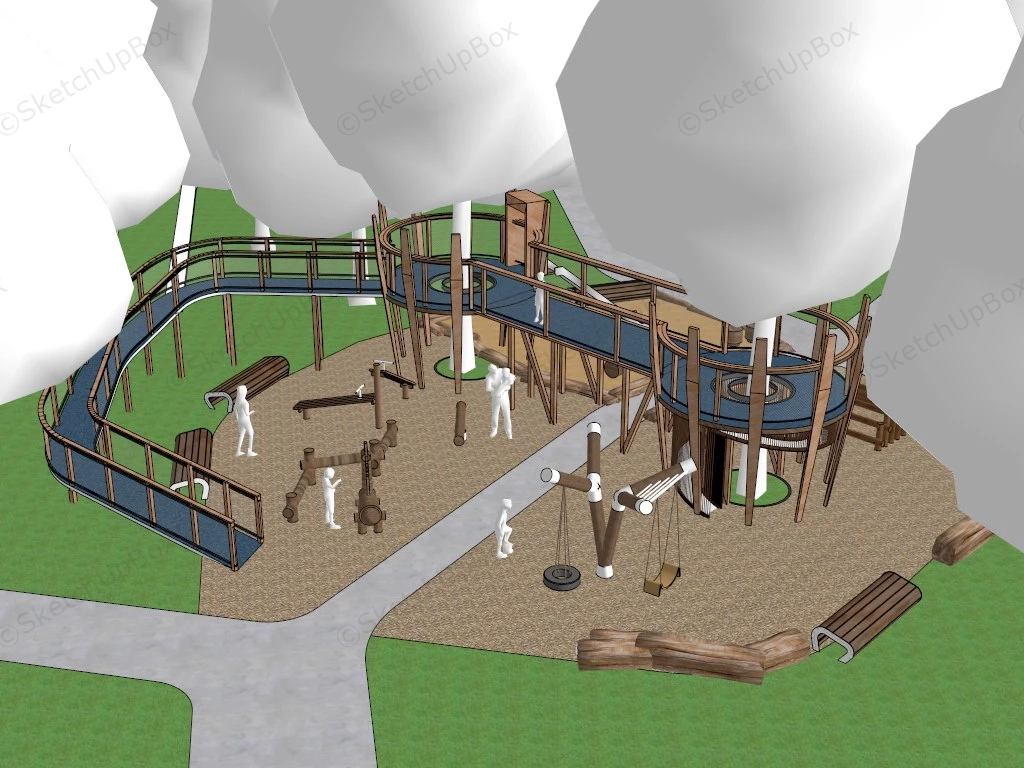 Neighborhood Park Playground sketchup model preview - SketchupBox