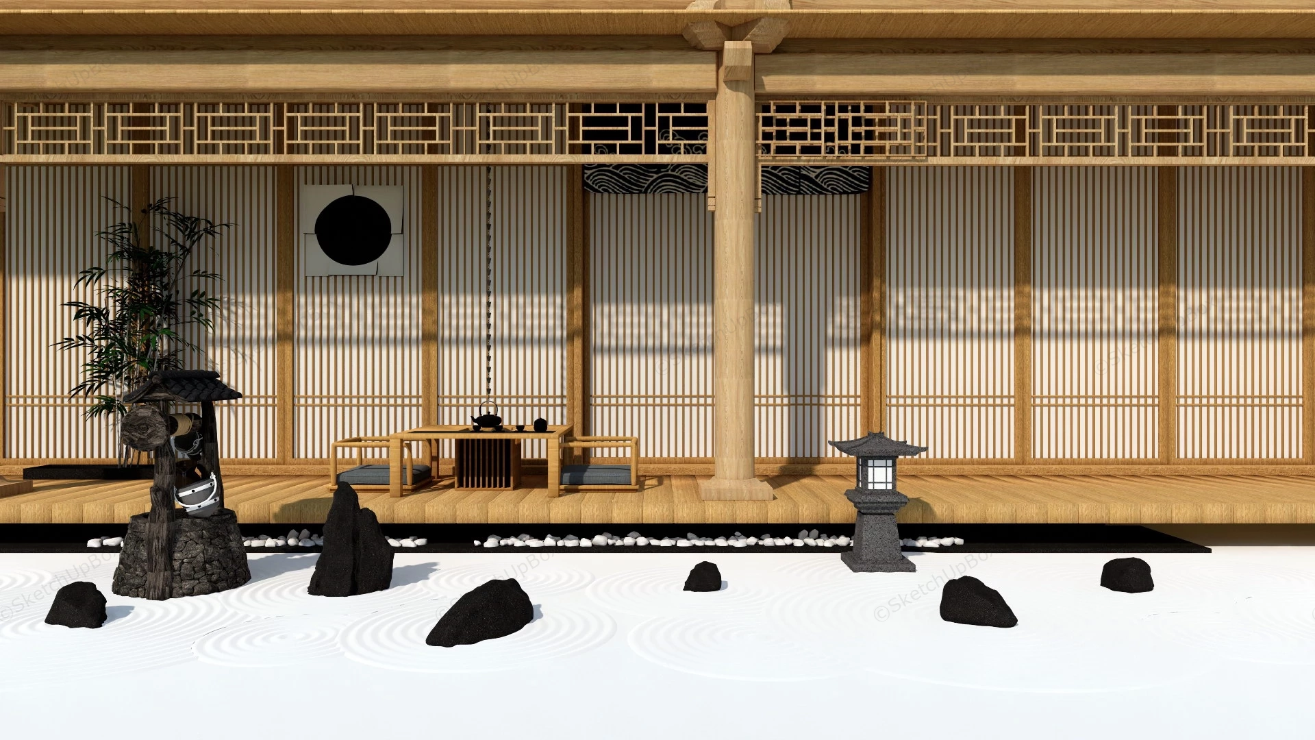 Japanese Dry Garden Idea sketchup model preview - SketchupBox