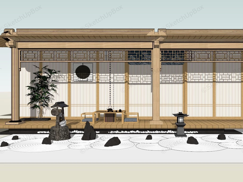 Japanese Dry Garden Idea sketchup model preview - SketchupBox