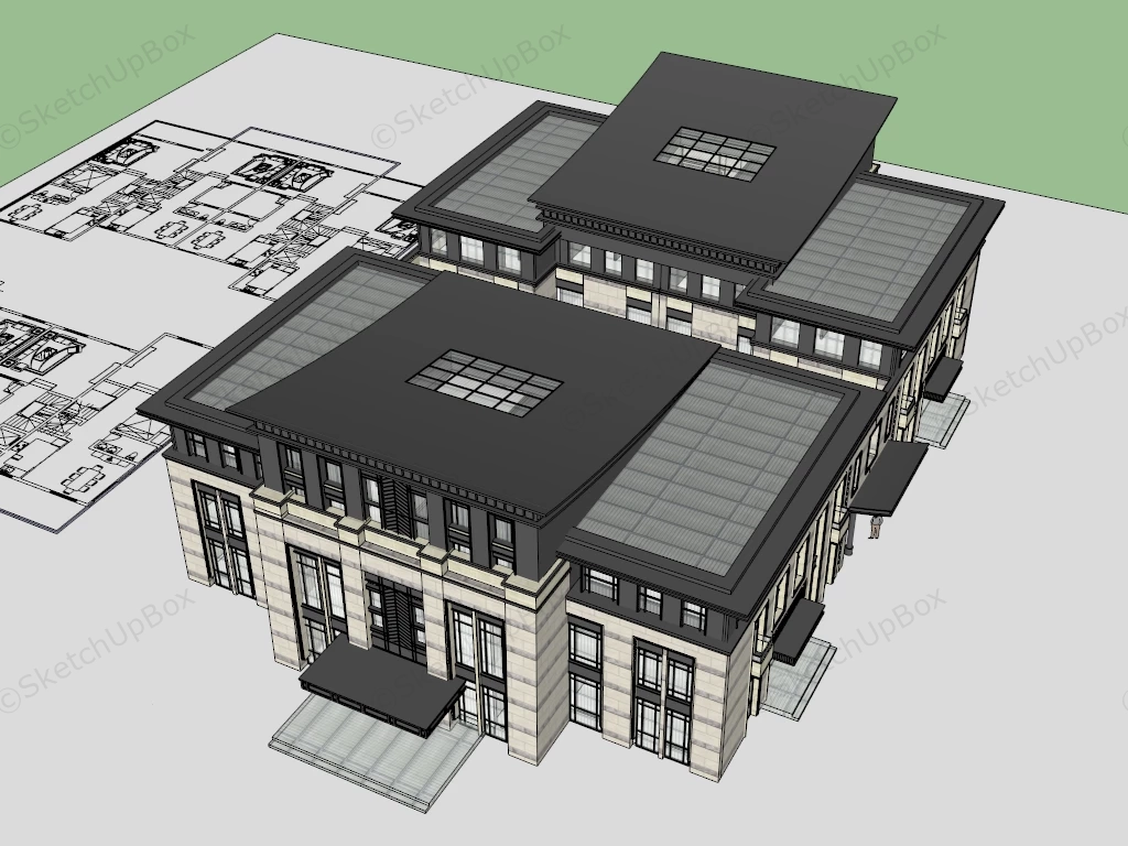 Small Commercial Office Building sketchup model preview - SketchupBox