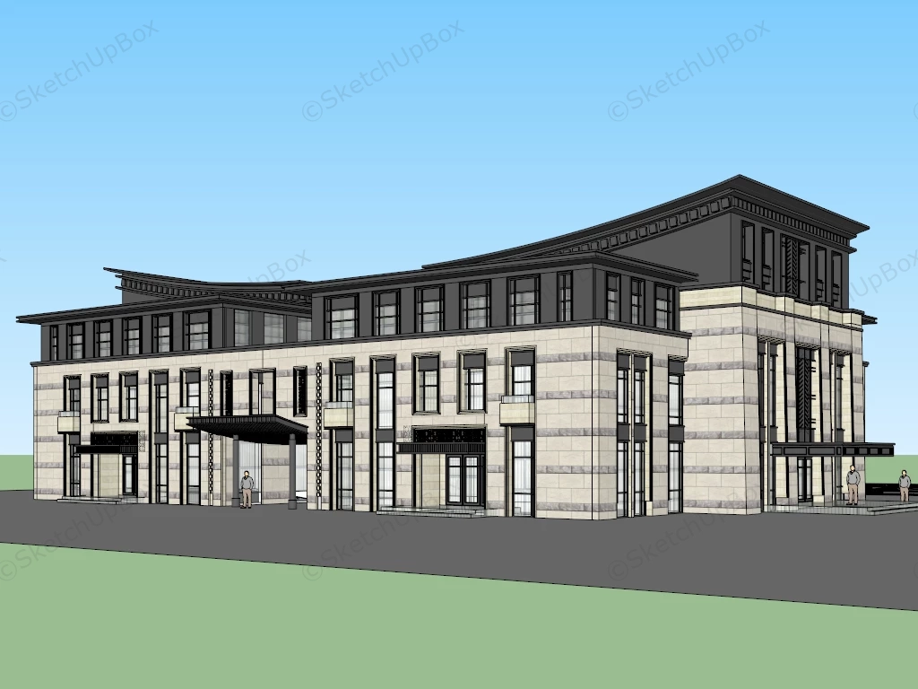 Small Commercial Office Building sketchup model preview - SketchupBox