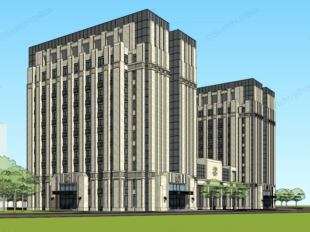 Corporate Office Twin Buildings sketchup model preview - SketchupBox